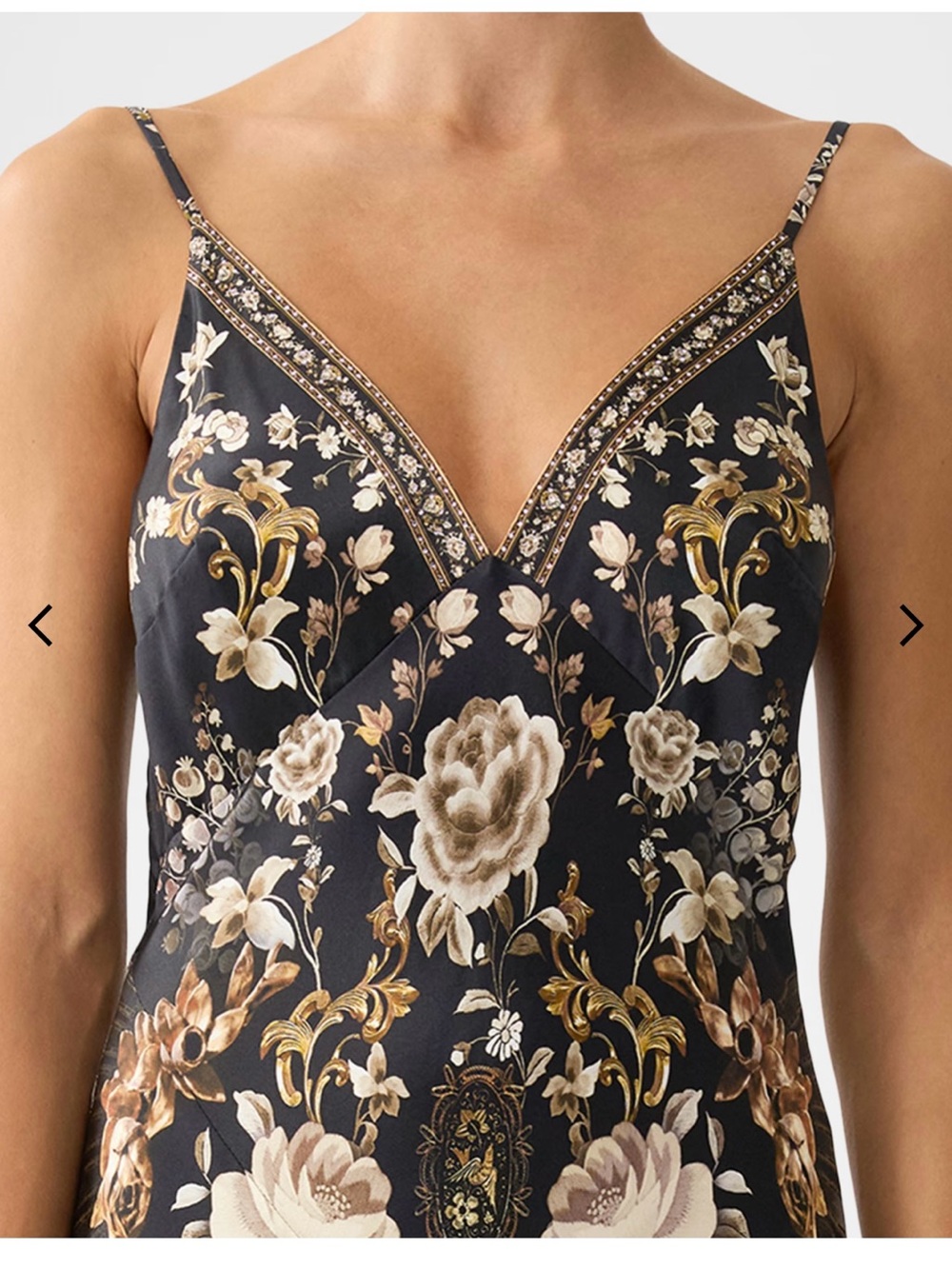 Camilla Black Floral V-Neck Flamenco Folklore Spaghetti Strap Maxi Dress - Picture 7 of 15